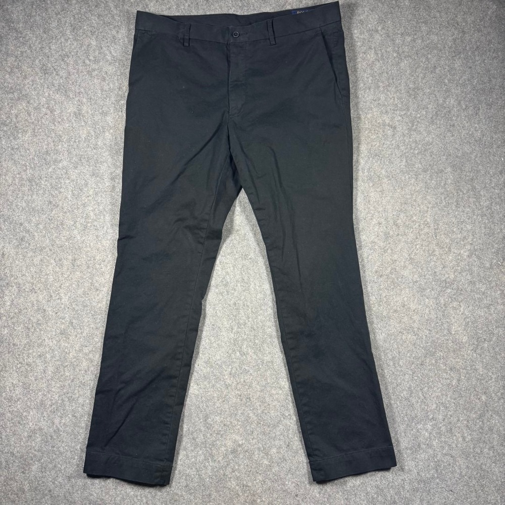 Polo Ralph Lauren Mens Black Stretch Slim Fit Chino Pants 36x32 Front Trousers